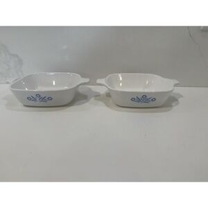 2 Corning Ware Blue Cornflower P-41-B VTG 1 3/4 Cup Casserole Dishes USA C8